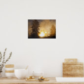 Zonsondergang kleurt de stoom boven Leather Pool i Poster (Keuken)