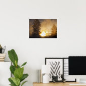 Zonsondergang kleurt de stoom boven Leather Pool i Poster (Thuiskantoor)