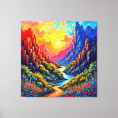 Zonsondergang Kloof Rivier Kunst Canvas Afdruk (Voorkant)