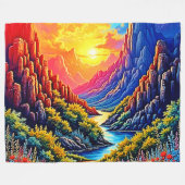 Zonsondergang Kloof Rivier Kunst Fleece Deken (Voorkant (Horizontaal))