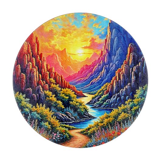 Zonsondergang Kloof Rivier Kunst Snijplank (Voorkant)