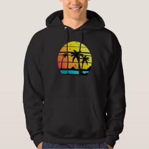 Zonsondergang Kokospalmen Zomer Vibes Retro Tropi Hoodie