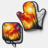 Zonsondergang Kunst Ovenwant & Pannenlap Set (Voorkant / Achterkant)