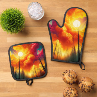 Zonsondergang Kunst Ovenwant & Pannenlap Set