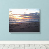 Zonsondergang Kustlijn Sereniteit Vogel in Vlucht Canvas Afdruk (Insitu (Houten vloer))