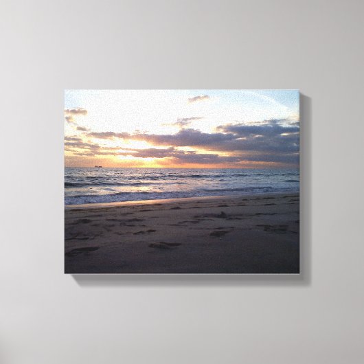 Zonsondergang Kustlijn Sereniteit Vogel in Vlucht Canvas Afdruk (Voorkant)
