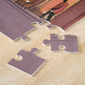 Zonsondergang Kuststad | Palmboom Kust Waterverf Legpuzzel (Zijkant)