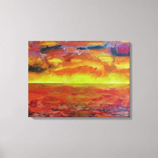 Zonsondergang Landschap Achtergrond Canvas Afdruk (Voorkant)