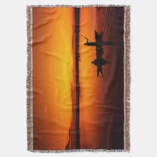 Zonsondergang Landschap met een boot-68465 Deken (Voorkant Verticaal)