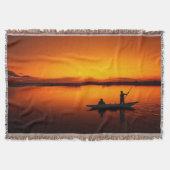 Zonsondergang Landschap met een boot-68465 Deken (Voorkant)