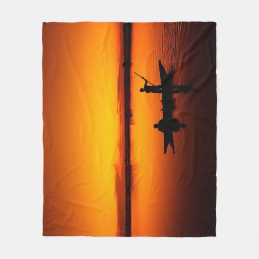 Zonsondergang Landschap met een boot-68465 Fleece Deken (Voorkant)
