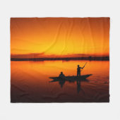 Zonsondergang Landschap met een boot-68465 Fleece Deken (Voorkant (Horizontaal))