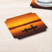 Zonsondergang Landschap met een boot-68465 Kartonnen Onderzetters (Gekanteld)