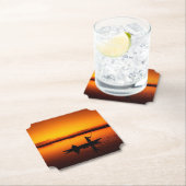 Zonsondergang Landschap met een boot-68465 Kartonnen Onderzetters (Insitu)