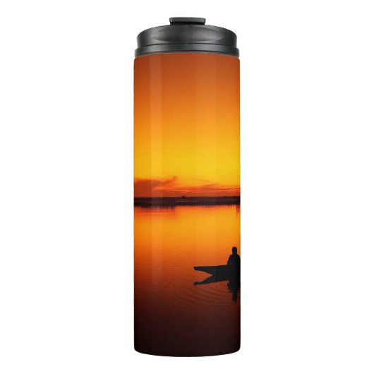 Zonsondergang Landschap met een boot-68465 Thermosbeker (Voorkant)