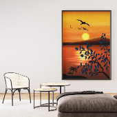 Zonsondergang Landschaps Canvas Afdruk