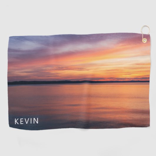 Zonsondergang Landschapsfoto met Aangepaste Naam Golfhanddoek (Horizontaal)