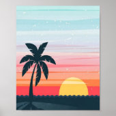  Zonsondergang Landschapsillustratie Sinaasappel B Poster (Voorkant)