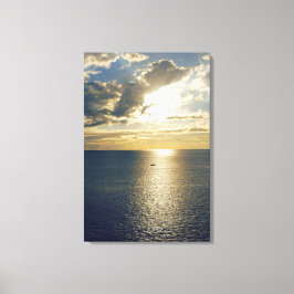 Zonsondergang Lucht Schemering Avond Schemer Zee L Canvas Afdruk
