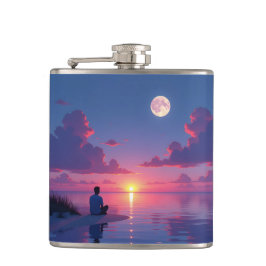 Zonsondergang maanopkomst Caribisch gebied Heupfles
