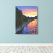 Zonsondergang Madison River Canvas Afdruk (Insitu (Houten vloer))