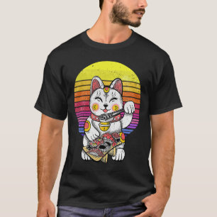 zonsondergang Maneki Neko gelukskat T-shirt