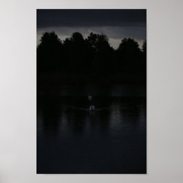 Zonsondergang Meer Regen Zwanen Natuur Landschap Poster
