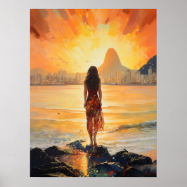 Zonsondergang meisje, Rio de Janeiro, Vrouw, Roman Poster