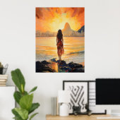 Zonsondergang meisje, Rio de Janeiro, Vrouw, Roman Poster (Thuiskantoor)