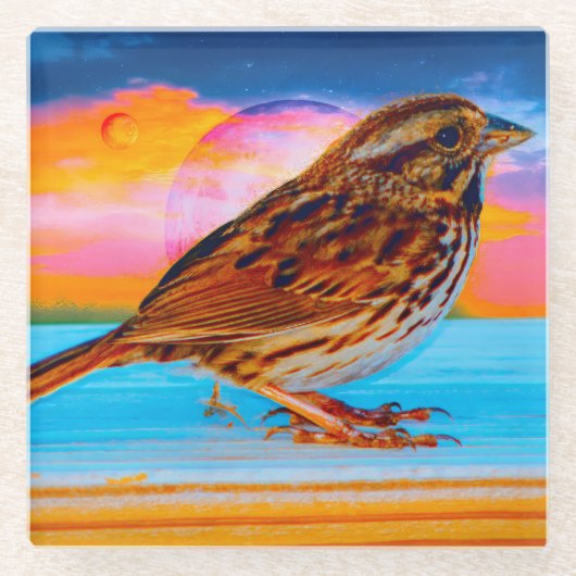 Zonsondergang Melodie Glazen Onderzetter (Voorkant)