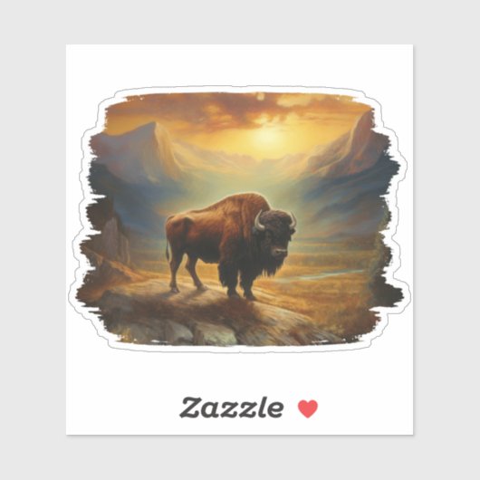 Zonsondergang met Bizons Sticker (Vel)