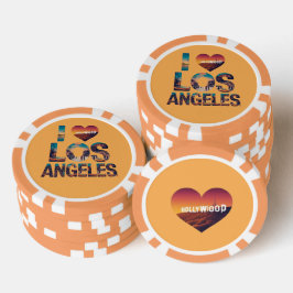 Zonsondergang met Los Angeles Silhouette & Hollywo Poker Chips