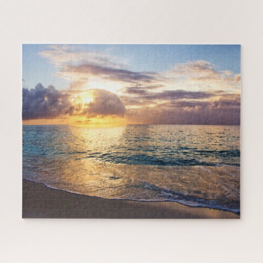 Zonsondergang met luchtbellen in Kaaimaneilanden Legpuzzel (Horizontaal)