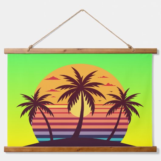 Zonsondergang met palmbomen-98801 hangend wandkleed (Voorkant)