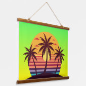 Zonsondergang met palmbomen-98801 hangend wandkleed (Gebogen)