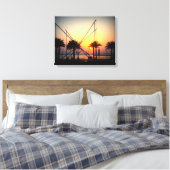 Zonsondergang met palmbomen en trampoline canvas afdruk (Insitu (Slaapkamer))