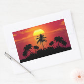 Zonsondergang met palmbomen Silhouette-16514 Rechthoekige Sticker (Envelop)