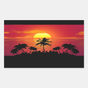 Zonsondergang met palmbomen Silhouette-16514 Rechthoekige Sticker