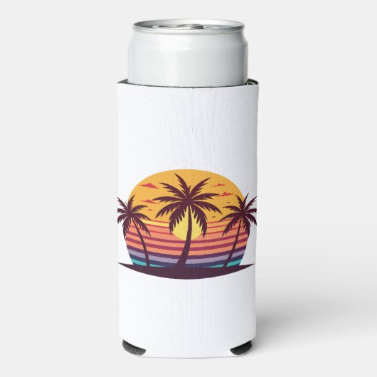 Zonsondergang met palmbomen Vector-98801 Seltzer Blikjeskoeler (Seltzer Achterkant)