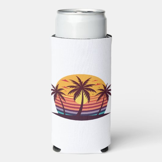 Zonsondergang met palmbomen Vector-98801 Seltzer Blikjeskoeler (Seltzer Voorkant)