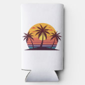 Zonsondergang met palmbomen Vector-98801 Seltzer Blikjeskoeler (Achterkant)