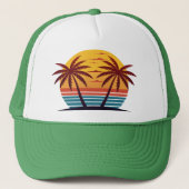 Zonsondergang met palmbomen Vector-98802 Trucker Pet (Voorkant)