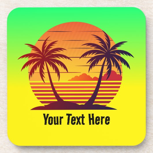 Zonsondergang met palmbomen Vector-98803 Bier Onderzetter (Voorkant)