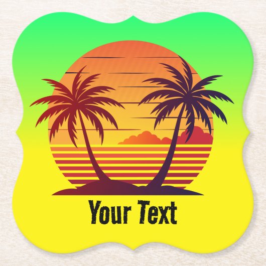 Zonsondergang met palmbomen Vector-98803 Kartonnen Onderzetters (Voorkant)
