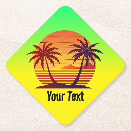 Zonsondergang met palmbomen Vector-98803 Kartonnen Onderzetters (Voorkant)