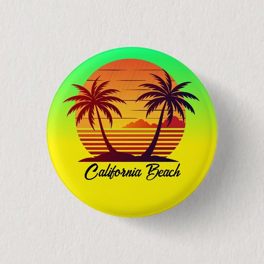 Zonsondergang met palmbomen Vector-98803 Ronde Button 3,2 Cm (Voorkant)