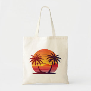 Zonsondergang met palmbomen Vector-98803 Tote Bag