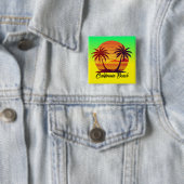 Zonsondergang met palmbomen Vector-98803 Vierkante Button 5,1 Cm (In situ)