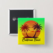 Zonsondergang met palmbomen Vector-98803 Vierkante Button 5,1 Cm (Voorkant /achterkant)