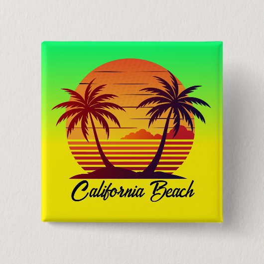Zonsondergang met palmbomen Vector-98803 Vierkante Button 5,1 Cm (Voorkant)
